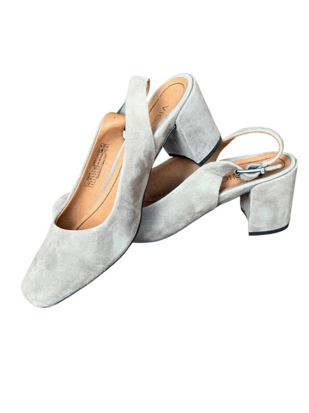 Vionic Nareen Gray Suede Block Heel Slingback Pumps 6